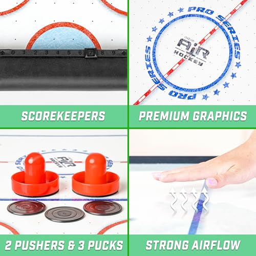 GoSports 30 Inch Table Top Air Hockey Game for Kids - Portable, Battery Operated Game Table - Black - color: Black
