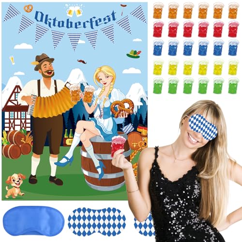 PLULON Oktoberfest Games Pin The Beer on The Hand with Beer Oktoberfest Party Decorations Funny Games Supplies for Bavarian Beer Festival Oktoberfest Party Favors - style: Oktoberfest