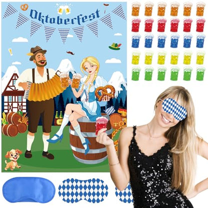 PLULON Oktoberfest Games Pin The Beer on The Hand with Beer Oktoberfest Party Decorations Funny Games Supplies for Bavarian Beer Festival Oktoberfest Party Favors - style: Oktoberfest
