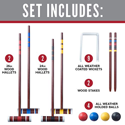 Franklin Sports Portable Backyard Croquet Sets - Complete 4 + 6 Player Croquet Sets with Mallets, Croquet Balls + Wickets Included - Outdoor Family Lawn Game Sets - style: Starter