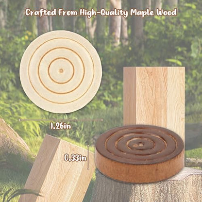 Wooden Checkers Pieces Only, 24 Wood Checkers Pieces with Storage Bag, Premium Wood Pieces for Backgammon, Ideal for Replacement or Spare Pieces (1.26”Diameter -Brown&Burlywood)