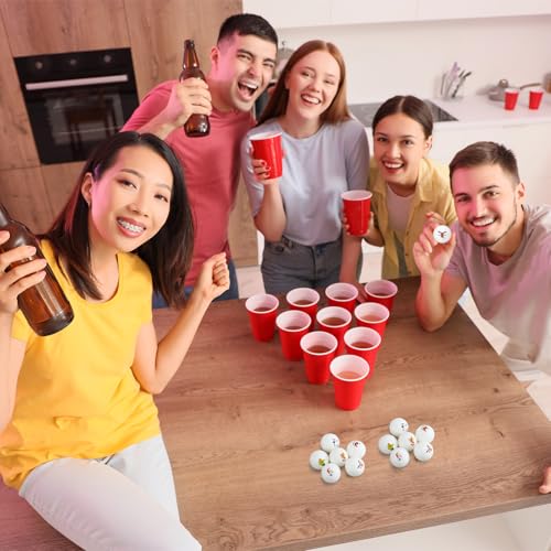 Gemscream 60 Pcs Christmas Table Tennis Balls Bulk 40mm White Beer Table Tennis Balls Christmas Image Holiday for Xmas Party Playing Favors Decoration Props