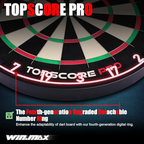 WIN.MAX Dart Board - Bristle Steel Tip Dartboard for Adults Bristle Steel Tip Dart Board Set with 12 Darts Metal - style: TOP