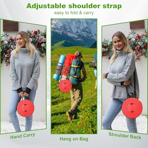 ALEVMOOM Telescoping Stool with Thick Cushion, H18.1“ D10.24” Portable Collapsible More Sturdy Capacity 600Ib, Retractable Collapsible Camping Adjustable Folding Stool for Hiking Garden BBQ - color: Red