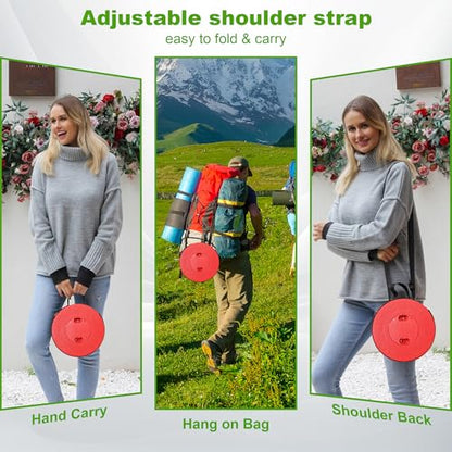 ALEVMOOM Telescoping Stool with Thick Cushion, H18.1“ D10.24” Portable Collapsible More Sturdy Capacity 600Ib, Retractable Collapsible Camping Adjustable Folding Stool for Hiking Garden BBQ - color: Red