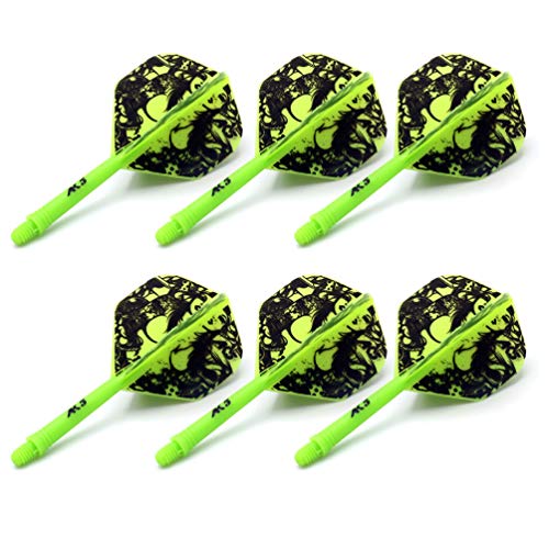 CUESOUL 6 Pieces ROST Integrated Dart Shaft and Flights - color: Shaft Length 28mm-Standard Shape-Green Sexy Girl
