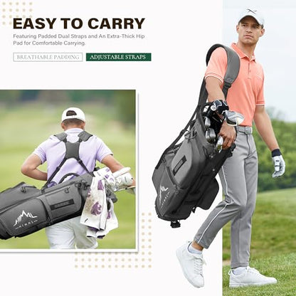 uniHimal Lightweight 7-Way Golf Stand Bag for Men & Women | Carry Bag, Multiple Pockets, Dual Straps - color: gray