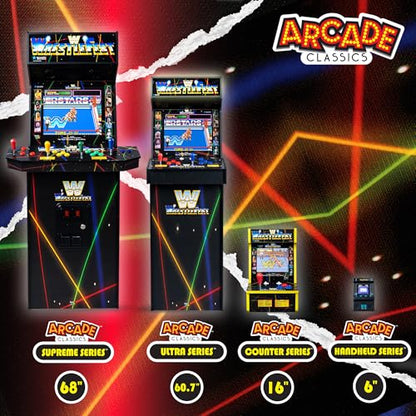 Arcade Classics Pac Man Jr Series Free Standing Machine, 3 Games, 8" Liquid Crystal Screen - Arcade Game for Basements, Garages, or Game Rooms - style: PacManJR Counter Series