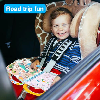 Avenir Reusable Water Coloring Book for Toddlers 3-5 – Mess-Free Paint-with-Water Travel Toy Airplane Activities Road Trip Quiet Book, Water-Reveal Activity Pad, 3-in-1 Creative Set - color: Riding&Flying