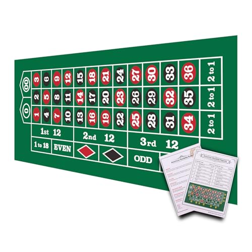 GSE Games & Sports Expert 36" x 72" Casino Layout Felt, Professional Casino Tabletop Mat for Parties, Casino Poker Game Night - style: Roulette