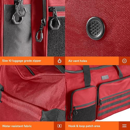 Fitdom 130L 36" Heavy Duty Extra Large Sports Gym Equipment Travel Duffle Bag W/Adjustable Shoulder Strap & 7 Compartments. Perfect for Soccer Baseball Basketball Hockey Football, Team Coaches & More - color: Red