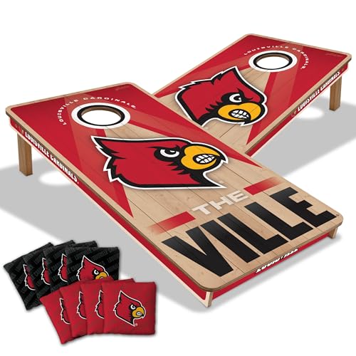 YouTheFan NCAA 2' x 4' Slogan Series Professional Wood Cornhole Game with Logo Bags - color: Louisville Cardinals