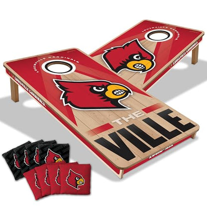 YouTheFan NCAA 2' x 4' Slogan Series Professional Wood Cornhole Game with Logo Bags - color: Louisville Cardinals