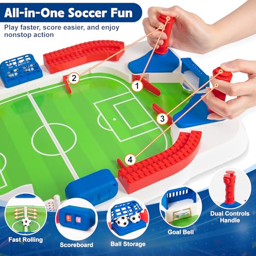 Soccer Board Game for Kids, Mini Football Tabletop Game Toy Interactive Pinball Soccer Toy with Score Counter & Dual Flipper, Indoor Family Tabletop Game, Birthday for Boys Girls Ages 6-12