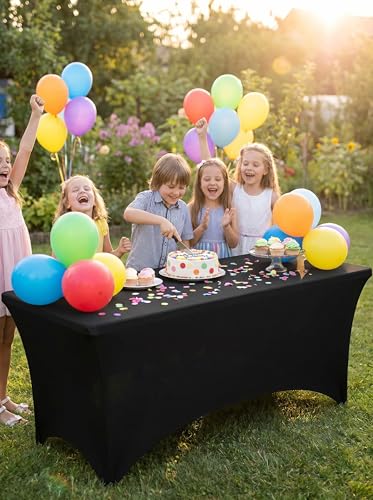 Utopia Kitchen Spandex Tablecloth 2 Pack [4FT, Black] Tight, Fitted, Washable and Wrinkle Resistant Stretch Table Cloth Rectangle Cover for Trade Show, Weddings & Parties [48Lx30Wx30H Inch] - color: Black, size: 4 Feet - 2 Pack