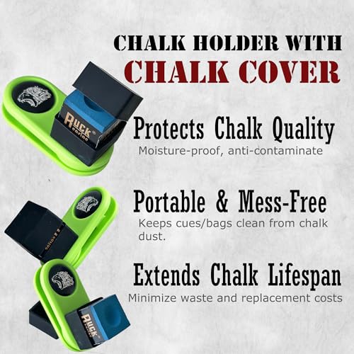 Billiards Magnetic Chalk Holder Belt Clip with 2 (Round&Square) Chalks holder, Magnetic Pool cue stick Chalk Holder Pro - 3X Stronger Grip, Dustproof & Water-Resistant (Includes 2 Silicone Boxes) - color: A2