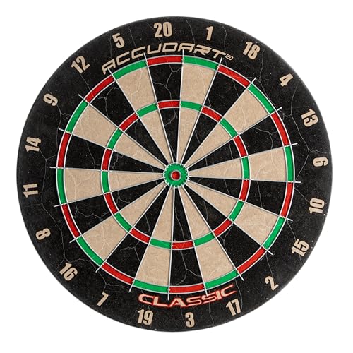 Accudart Classic Bristle Dartboard – Official 18” x 1.5” Sisal Board, Self‑Healing Fibers, Staple‑Free Bullseye, Reduced Bounce‑Outs – Ideal for Steel‑Tip Darts