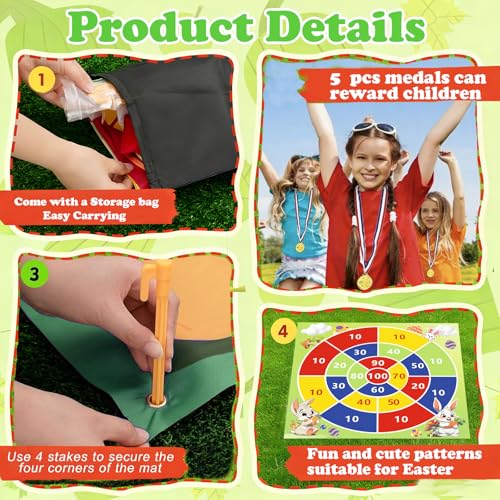 Giant Bean Bag Toss Outdoor Games for Kids Adults,4.5x4.5FT Large Outside Lawn Camping Field Day Giant Yard 4th of July Games for Kids Family, Backyard Carnival Outdoor Fun Fourth of July Game