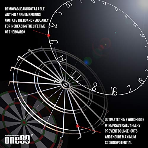 ONE80 Gladiator Dartboard with Top-Grade African Sisal and Sword Edge Staple Free Wire Spider for Maximum Scoring Potential and Less Bounce Outs - style: Gladiator III