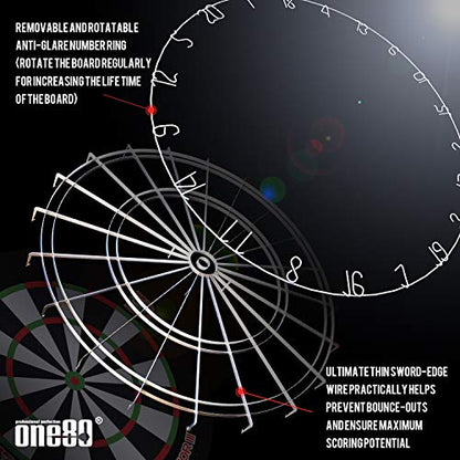 ONE80 Gladiator Dartboard with Top-Grade African Sisal and Sword Edge Staple Free Wire Spider for Maximum Scoring Potential and Less Bounce Outs - style: Gladiator III