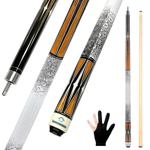 HomeSeason Pool Cue Stick 58" Billiard Cue Sticks 3D Printed Grip Professional Low Deflection Pool Sticks Maple Wood Pool Sticks 13mm Tip - color: 20oz