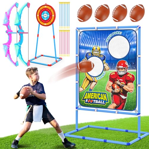 2 Pack of Kids Bow and Arrow Set, Football Toss Game with 4 Inflatable Balls