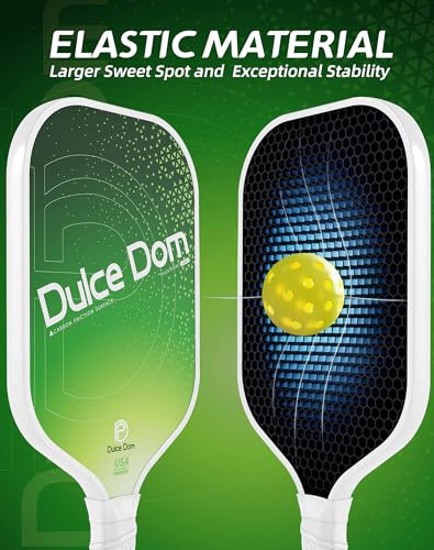 Dulce DOM Pickleball Paddles Set of 2/4 - USAPA Approved, 4 Indoor Outdoor Pickleball Balls, Fiberglass Surface Paddle Racket with Cover Bag, Ideal Training Equipment Gift for Men & Women - color: Green*1