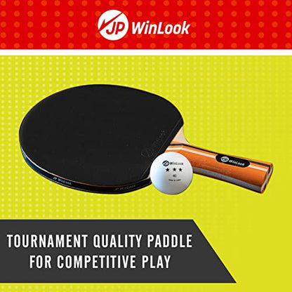 JP WinLook Ping Pong Paddles Sets - Portable Table Tennis Paddle Set with Ping Pong Paddles Professional Case & Ping Pong Balls - Premium Table Tennis Racket Player Set for Indoor & Outdoor Games - style: Red/Black 4 Paddle Set