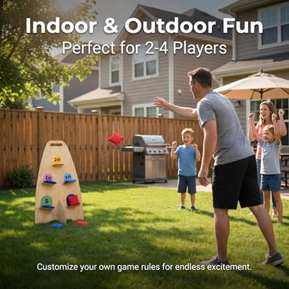 Vertical Cornhole Board Set with 8pcs Bean Bags, Wood Foldable Cornhole Games for Kids Adults Teens, Outside Toys for Kids 8-12, Carnival & Yard Games