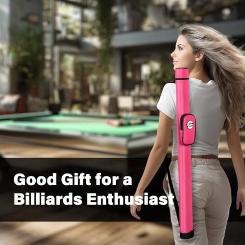Trymaker Pool Cue Case, 1×1 Hard Pool Stick Case Holds 1 Complete of 2-Piece Cue (Not for 3/4 Cues), Made of Faux Leather Pool Cue Accessories - color: Pink