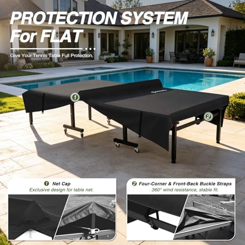 Porch Shield 9x5 Ft Ping Pong Table Cover – Outdoor Water Repellent Table Tennis Cover for Folding & Flat Black