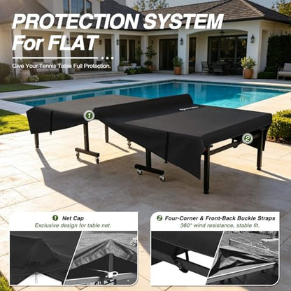 Porch Shield 9x5 Ft Ping Pong Table Cover – Outdoor Water Repellent Table Tennis Cover for Folding & Flat Black