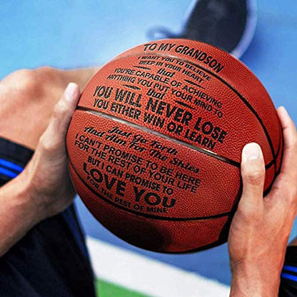 KAAYEE Engraved Basketball for Grandson, Engraved Basketball for Son from Mom Dad, Personalized 29.5" Basketballs Gifts, Custom Christmas Birthday Graduation Back to School Gift for Son from Mom Dad - color: to Grandson