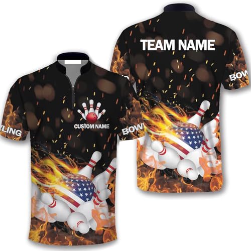 GABITA Personalized Bowling Jerseys for Men, Custom Bowling Shirts, Funny Bowling Shirts Gift for Bowler Team Player - color: A22