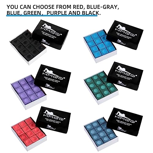 HMQQ Pool Cue Chalk – 12 Pack Billiard Chalk, Low Dust & Anti-Slip Cue Chalk for Smooth, Accurate Shots – 6 Colors Available for Pool Lovers, Home Tables & Clubs - color: Dark Red