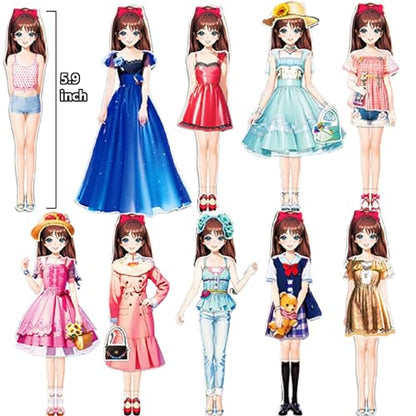 Magnetic Dress Up Paper Doll,Magnet Princess Dress Up Dolls for Girls Ages 4-7 Kids,Travel Activities Road Trip Car Ride Interactive Learning Created Imagine Set Birthday Gift (G Set) - color: G Set