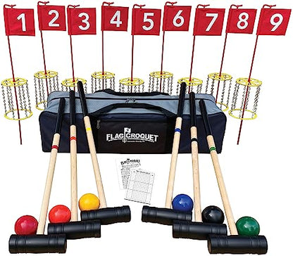 Deluxe Flag Croquet Golf Game Set - size: 6 Player Set