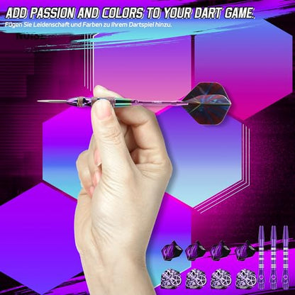 CyeeLife Steel Tip Darts Set,3 Pack Professional Dart with 6 Premium Aluminum Shafts,3 Style PET Flights,Dart Sharpener, Rubber Rings, Flight Protector and Dart Case,Colorful