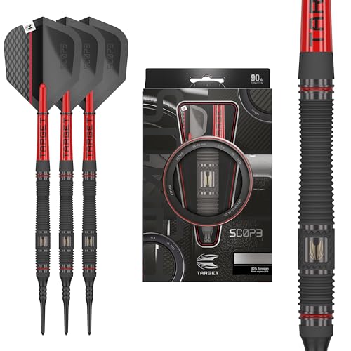 Target Darts Scope Soft Tip Darts, 90% Tungsten Dart Set | Red & Black Darts, Darts Set with Pixel Tips, Electronic Darts, Soft Tip Darts | Barrel 10/11 – 18G/19G/20G/21G - size: 19G, style: Barrel 11