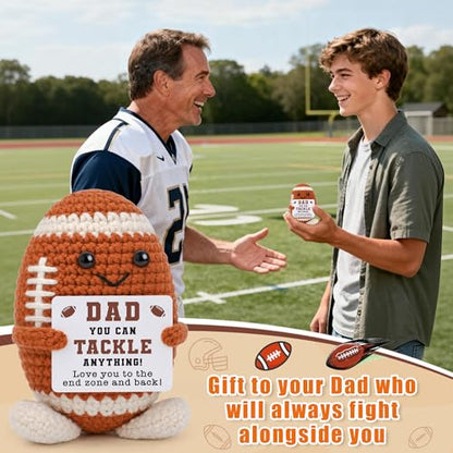 Fathers Day Dad Gifts from Daughter Son Wife, First Fathers Day New Dad Gifts for Daddy, Best Birthday Gift for Father Papa Step Bonus Dads Stepdad, Handmade Crochet Football Lovers Father Present - style: dad
