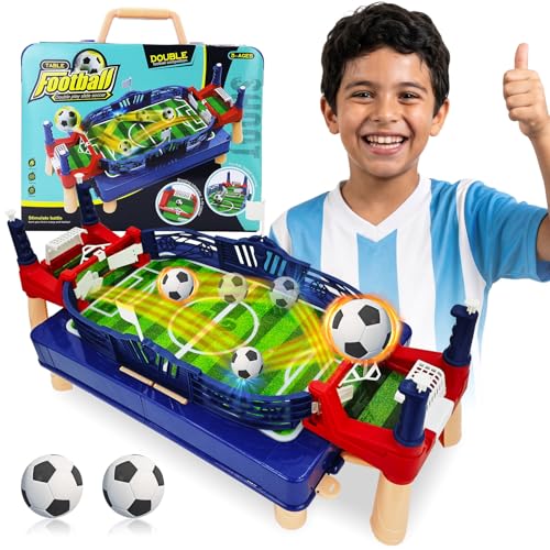 PowerKing Portable Foosball Table - Mini Tabletop Sports Game for Competitive Family Fun - color: Green-E002