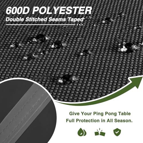 Porch Shield 9x5 Ft Ping Pong Table Cover – Outdoor Water Repellent Table Tennis Cover for Folding & Flat Black