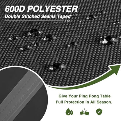 Porch Shield 9x5 Ft Ping Pong Table Cover – Outdoor Water Repellent Table Tennis Cover for Folding & Flat Black