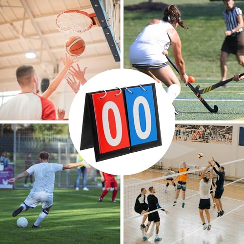 Flip Scoreboard 2-Digit – 6.3x7.9 Inch Portable Score Keeper with Large Numbers, PU Leather & Metal, for Basketball, Volleyball, Table Tennis, Cornhole, Board Games, Schools & Recreational Activities