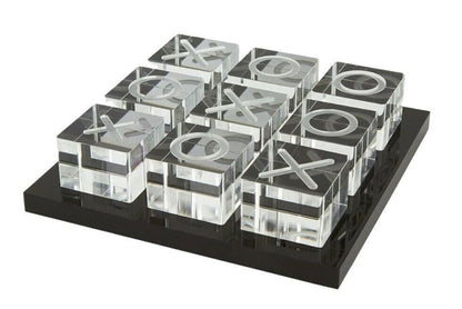 Modern Tic Tac Toe for Home Decoration Acrylic XO with Black Base Decorative Tic Tac Toe Table Top Decoration Coffee Table Decor X/O Board (Clear XO, Black Base)