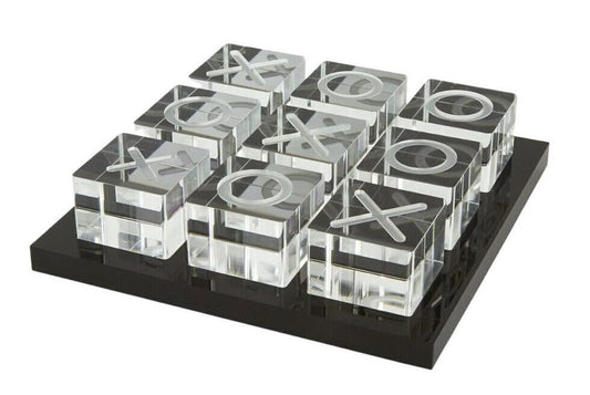 Modern Tic Tac Toe for Home Decoration Acrylic XO with Black Base Decorative Tic Tac Toe Table Top Decoration Coffee Table Decor X/O Board (Clear XO, Black Base)