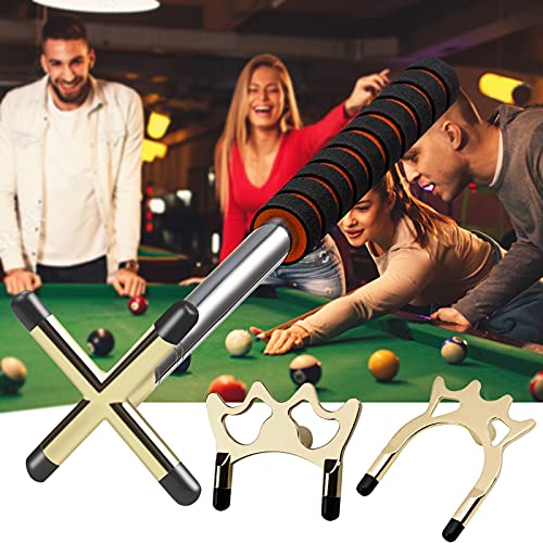 Sarybei Retractable Pool Bridge Billiards Cue Stick Bridge - with 3 Pieces Removable Brass Bridge Head - Billiards Pool Cue Accessory for Pool Table Pool Game Pool Competition