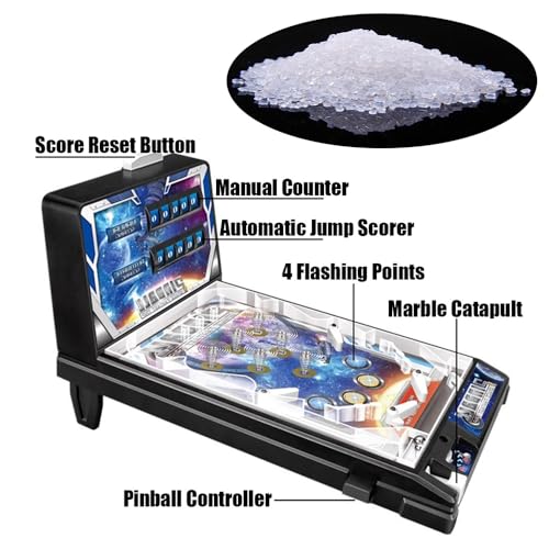 Pinball Desktop Machine with Lights & Sounds LED Digital Scoreboard Electronic Tabletop Pinball Game Retro Mini Pinballs Game Toy for Birthday Party Gift