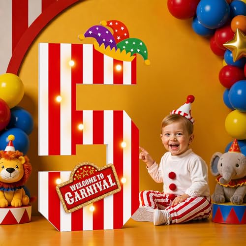 imprsv Carnival Decorations Circus Theme Party Decorations3ft Large Marquee Numbers for 5th Birthday Party Decor (Number 5) - color: Number 5