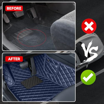 Car Floor Mats Fit for Dodge Dart 2013-2016 All Weather Durability Leather Car Floor Mats, Skidproof Pedal, Waterproof, Wear-reistant(Blue Beige) - color: Blue
